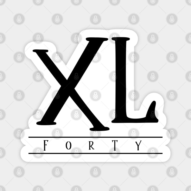 XL (Forty) Black Roman Numerals Sticker by VicEllisArt